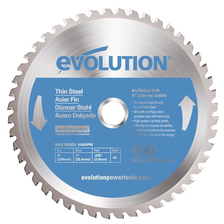 EVOLUTION 9" Thin Steel Cutting Blade, 1" Arbor 230BLADETS
